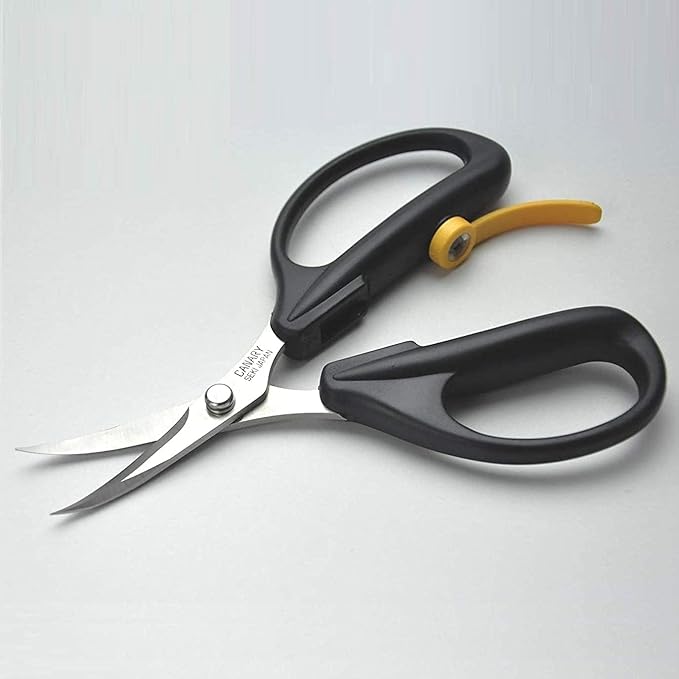 CANARY Spring Loaded Craft Scissors 6.3" [Curved Sharp Tips], Made in JAPAN, Razor Sharp Japanese Stainless Steel Blade, Black