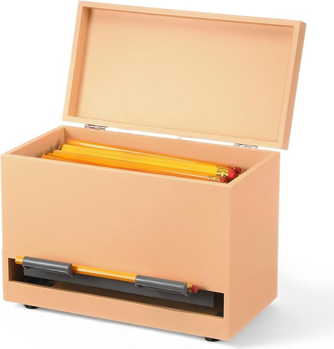 Yalikop 1 Pc Wooden Pencil Dispenser for Classroom Pastel Wood Pencils Holder for up to 200 Pencils Reusable Straw Dispenser for Home Office Teachers Supplies Storage (Classic,Orange)