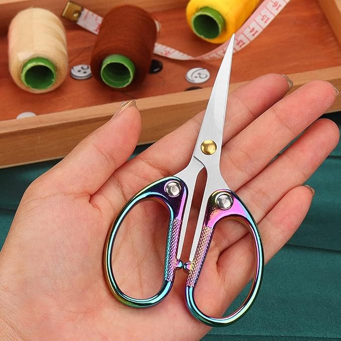 5" All Stainless Steel Office Scissors,Ultra Sharp Blade Shears,Sturdy Sharp Scissor for Office Home School Sewing Fabric Craft Supplies Multipurpose Scissors Colorful