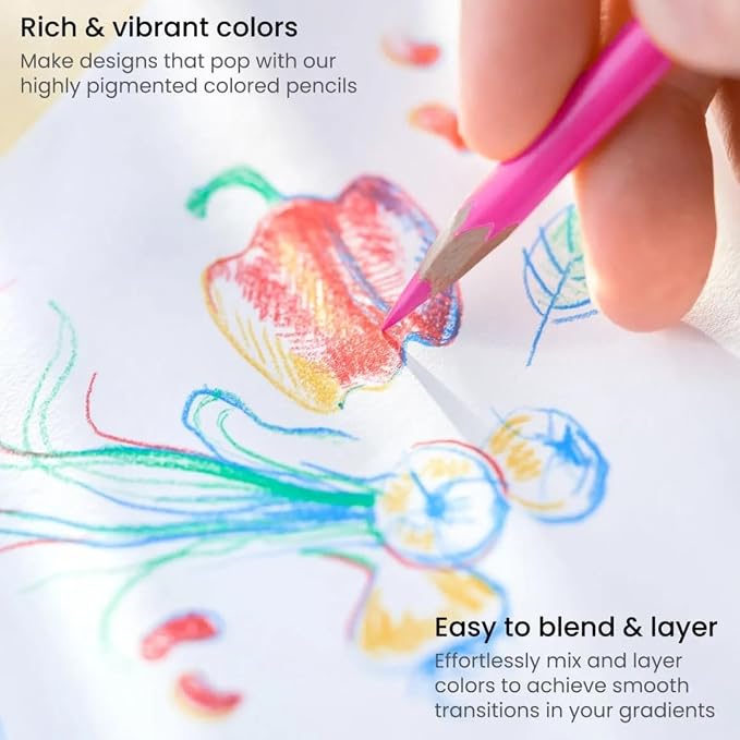 Arteza Colored Pencils, 48 Colors, Soft, Highly-Pigmented, Wax-Based Core Pencil Crayons, Art Supplies For Adults & Teens