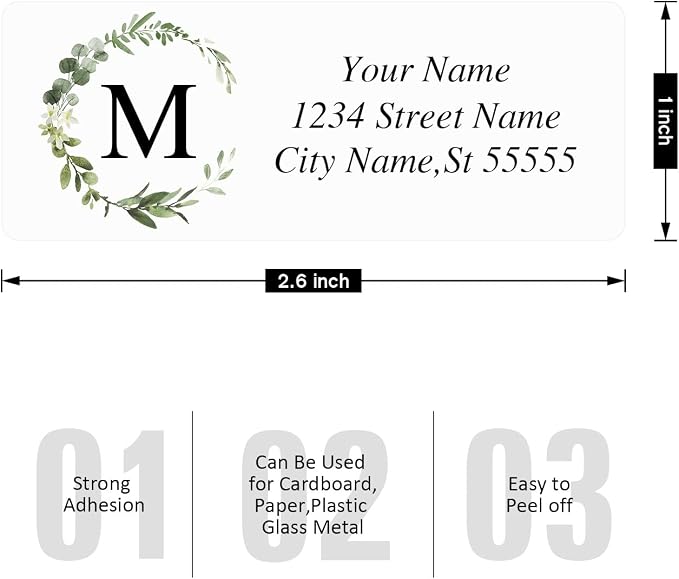 Custom Address Labels-Personalized Address Labels, Return Address Labels with Strong Adhesion,Can Be Used for Cardboard,Paper,Plastic Glass Metal (2.6x1 Inch, Set of 100)