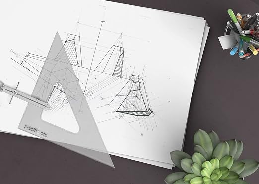 Pacific Arc's Scholastic Triangle - 6 inch - Smoke - 40/90 Angle - Polystyrene - Inking Edge - Technical Drawing Tools, Drafting, Architect and Engineering.