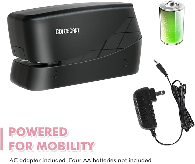 Coruscant Electric Stapler, Heavy Duty Desktop Stapler, Includes 2000 Staples and 1 Staple Remover, No-Jam Automatic AC or Battery Powered, 25 Sheet, Professional for Office Home School Use