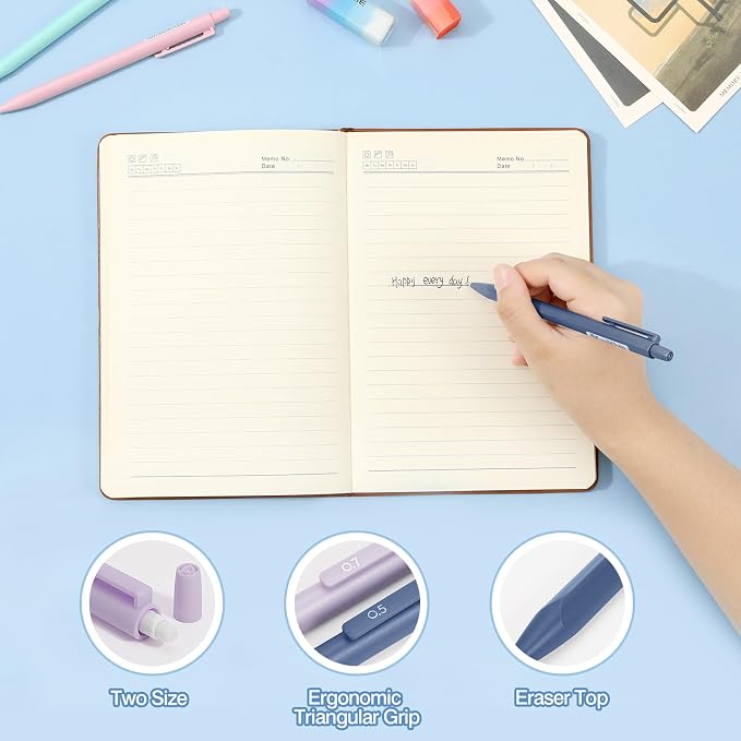 MoKo Pencil Case with Supplies, 60Pcs Aesthetic School Set, Blue | Includes highlighters, gel and ballpoint pens, mechanical pencils, refills, sticky notes, correction tapes and rulers.