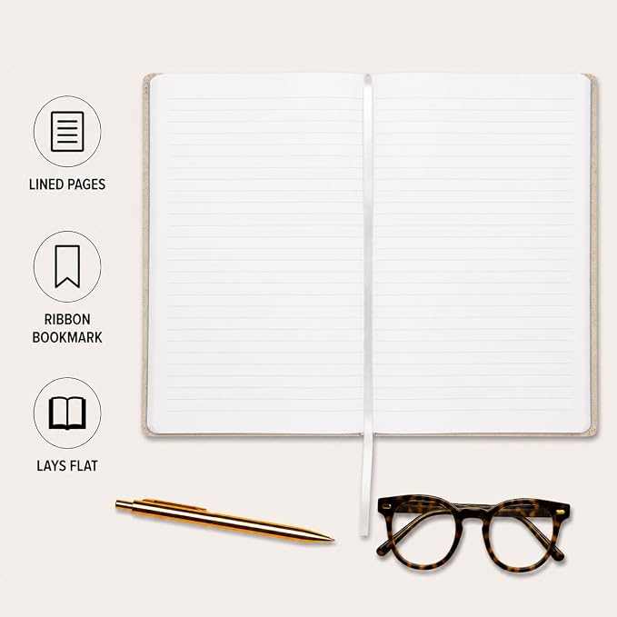 WORLD TRAVELER Large Lined Journal Notebook 256 Ruled White & Ivory Pages | Lay-Flat Binding, Gilded Page Edges Resist Wear, Reinforced Square Corners, Bleed-Resistant Smooth Paper