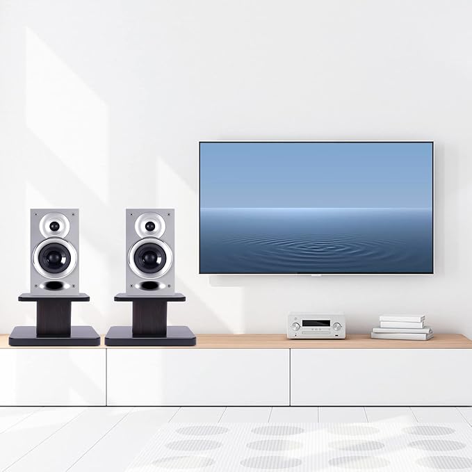 Universal Speaker Stand Pair, H6in Desktop Bookshelf Speaker Stands Holder for Surround Sound Studio Monitors Up to 33lbs, for Home Theater Living Room Floor, Black