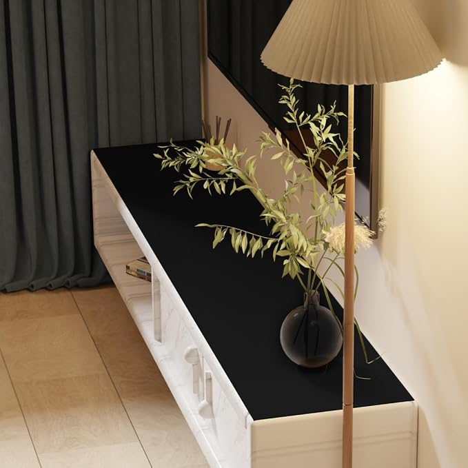 Faux Leather Table Cover,1.8mm Thick,12x78 Inch Desk Cover,Dresser Cover Top,Dresser Protector Top,Dresser Cover,End Table Cover.(Black+Gray,12x78)