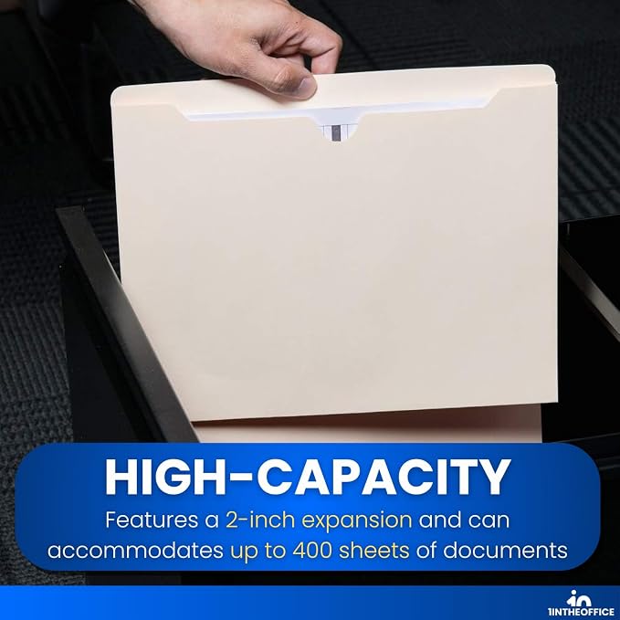 1InTheOffice Manila Expanding File Folders Jacket, 2", Letter, 50 Pack (2 Inch)