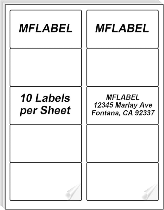 MFLABEL 2x4 Label, 10-UP Shipping Address Sticker, 50000 Labels,5000 Sheets for Printer, Internet Mailing Shipping Labels, 2" x 4" FBA Label for Laser/Inkjet Printer