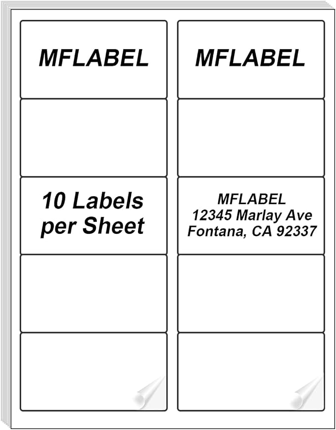 MFLABEL 2x4 Shipping Address Labels, 10-UP, 160000 Count, 16000 Sheets for Printer, Internet Mailing, FBA Stickers, 2" x 4" for Laser/Inkjet Printer