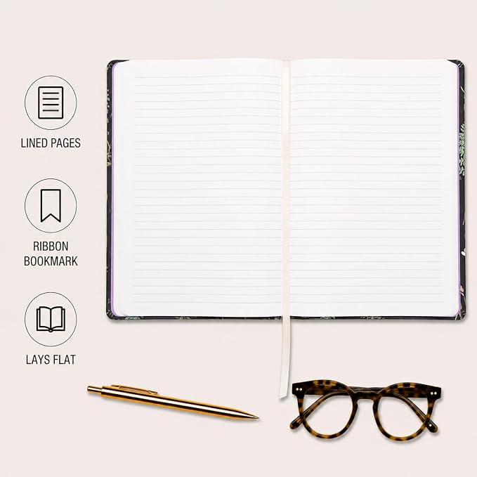 WORLD TRAVELER Large Lined Journal Notebook 256 Ruled White & Ivory Pages | Lay-Flat Binding, Gilded Page Edges Resist Wear, Reinforced Square Corners, Bleed-Resistant Smooth Paper