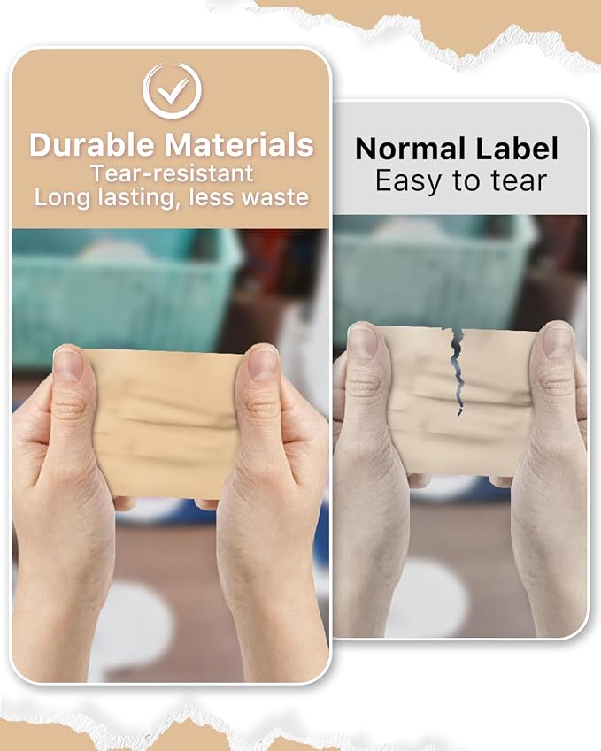 iEager 3" x 2" Thermal Labels, Durable Thermal Printer Stickers, Brown | Self-Adhesive Rectangle Label with Perforation Line, 500 Labels/Roll