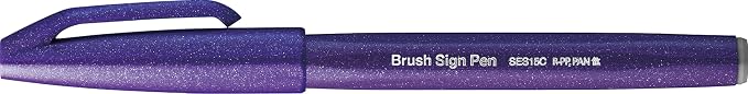 Pentel Fude Touch Sign Pen, Violet, Felt Pen Like Brush Stroke (SES15C-V)