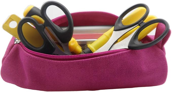 Enyuwlcm Heavy Canvas Stationery Stylish Simple Pencil Bag and Durable Compact Zipper Pencil Case Pouch 1 Pack Pink