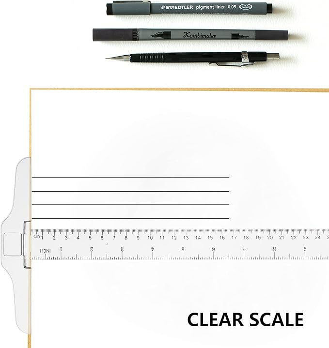 2Pcs Junior T-Square Plastic Transparent T-Ruler 30cm/ 12 Inch for Drafting & Art Framing