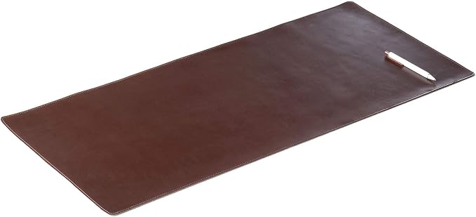 DACASSO Bonded Leather No Core Rollable Desk Mat/Pad - Luxury Leather Desk Blotter for Writing - Executive Desk Surface Protector - (Dark Brown, 32” x 15”)