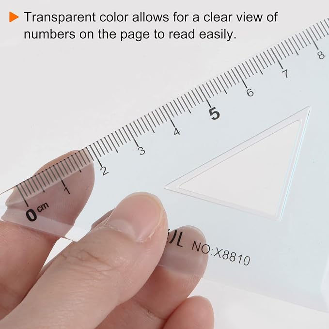 HARFINGTON 4piece Triangle Ruler Square Set 10cm 30/60 and 45/90 Degrees Measuring Tools for Classrooms Home Office, Blue