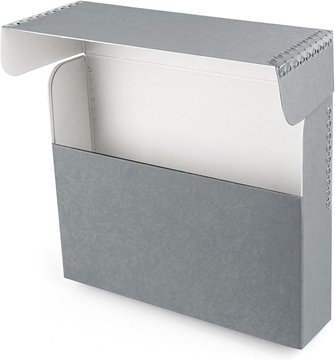 Lineco Archival Document Storage Box, Gray, 15.5" x 10.5" x 2.5" | Legal-Sized, Metal Edge, Acid-Free Boxboard Case, Organize Files, Prints, Photos, Pack of 2