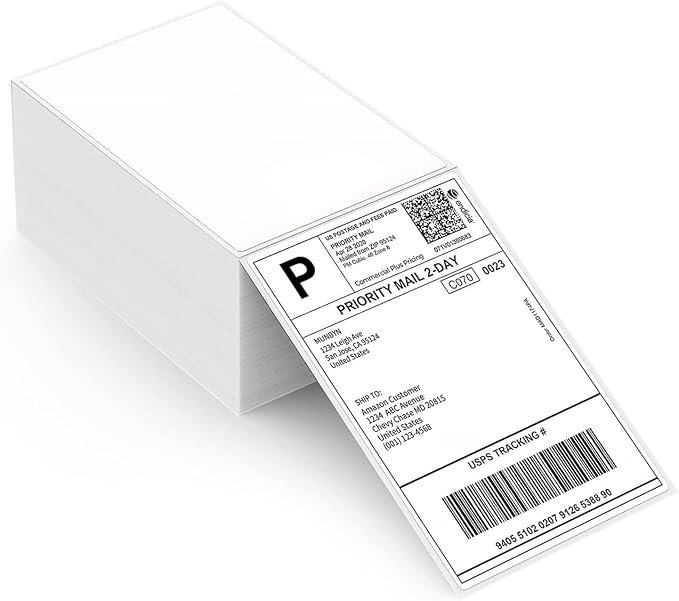 MUNBYN Thermal Direct Shipping Label (Pack of 500 4x6 Per Fanfold Labels) - Commercial Grade | 4x6 Thermal Labels, No BPA and BPS, Print Clear and Sharp, Compatible with Most Thermal Printers
