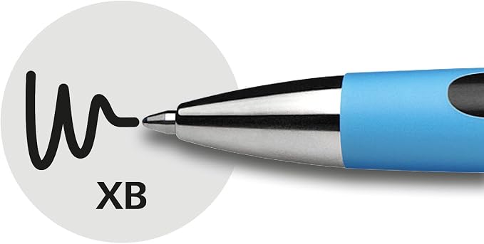 Schneider Slider Rave XB (Extra Broad) Ballpoint Pen, Refillable + Retractable, 1.4 mm, Light Blue Barrel, Black Ink, Box of 5 Pens (132501)