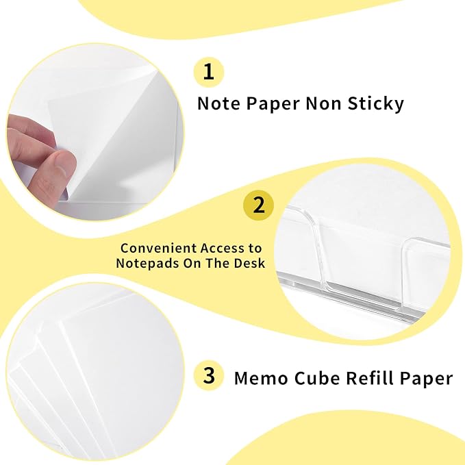 300 Sheet 4x6 Memo Holder Desk Notepad Tray Pad Paper Memo Sheets Non Sticky Memo Pads 4x6 Acrylic Notepad Holder for Desk School Organization Planning（Internal Size: 3.97 × 5.78 Inch）