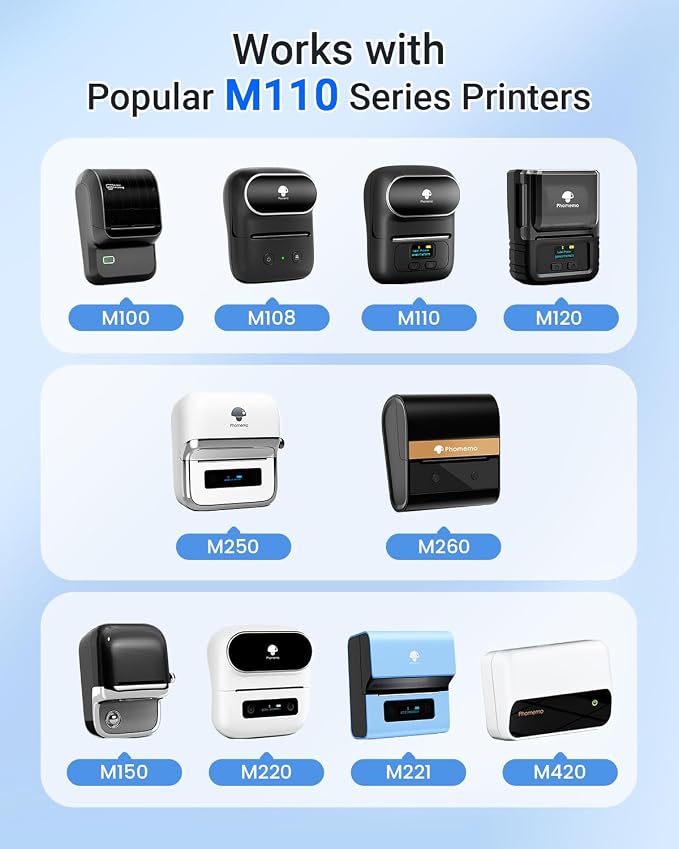 Phomemo M110 Labels, 1110 Pcs 1.57'' x 0.59'' (40x15mm) | for M110 M100 M220 M221 M120 M200 Label Printer, 370 Labels/Roll, for Small Price Tag, Mailing,Address,Shipping,Barcode
