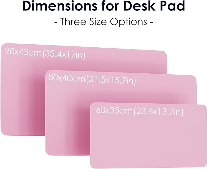 Leather Desk Pad Protector, Waterproof Mouse Pad, PU Desk Mat, Office Desk Cover, Desk Writing Mat for Office/Home/Work/Cubicle (Pink) 35.4x17 in