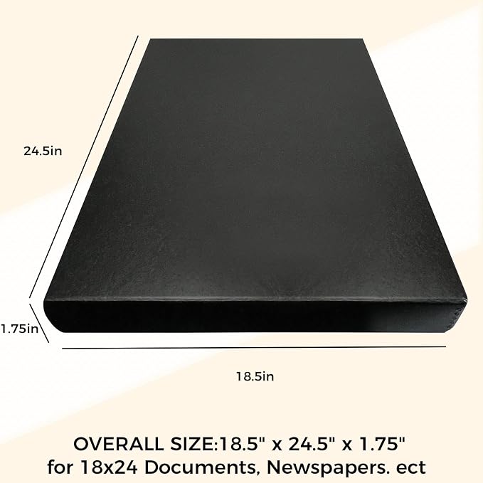 Golden State Art, Clamshell Archival Folio Storage Box 18x24 Inch, Black | Acid-Free Photo Box with Metal Edge Corner, Preserve And Store Paper Documents Cards Prints Arts and Crafts DIY Projects