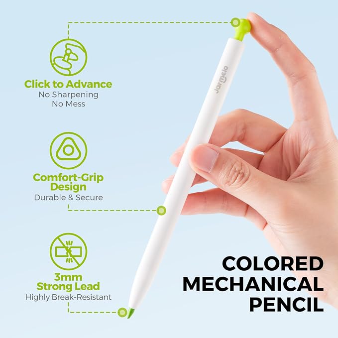 Jar Melo Mechanical Colored Pencils for Kids 24 Count, Erasable Oil-Based Pastel Pencils with Sharpener, Retractable Thick Color Leads, Drawing & Art Supplies for Kids, Artists Adults Coloring Books