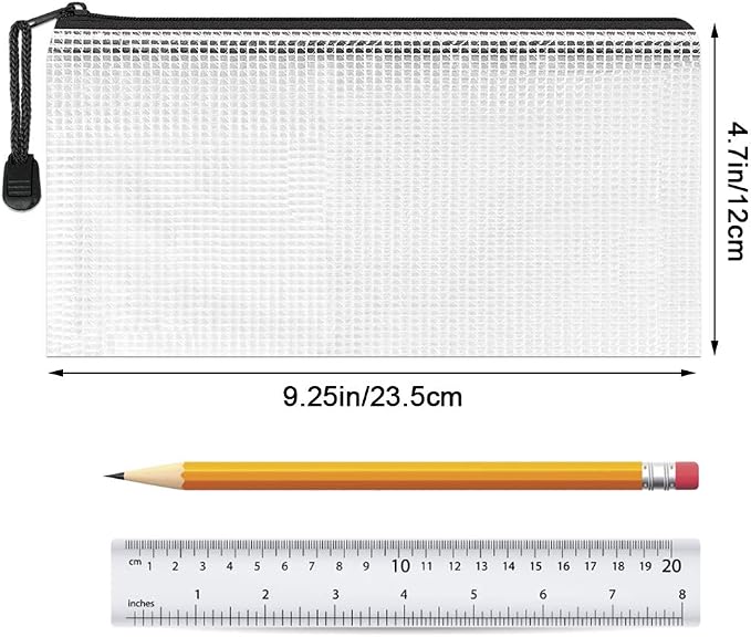 Umriox Pencil Pouches Bulk, 9.2 x 4.7 in (Black, 36 Packs), Mesh Zipper Pouch Pencil Case, Small Zipper Pouches for Bill Stationary Cosmetics Travel Storage