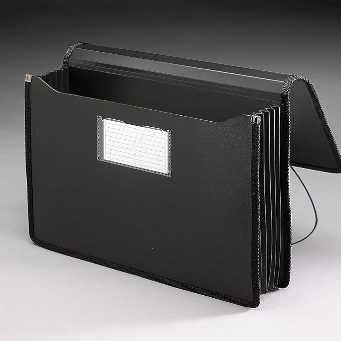 Smead Poly Wallet, Accordion File Organizer for File Folders, Legal Size, Black, 5-1/4 inch Expansion, Office Supplies, Document Organizer (71510)