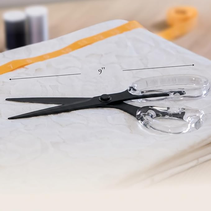 OfficeGoods 9” Stainless Steel Acrylic Scissors for Office and Home - Aesthetic and Sharp All Purpose Scissors, Perfect for Sewing, Arts and Crafts - Matte Black