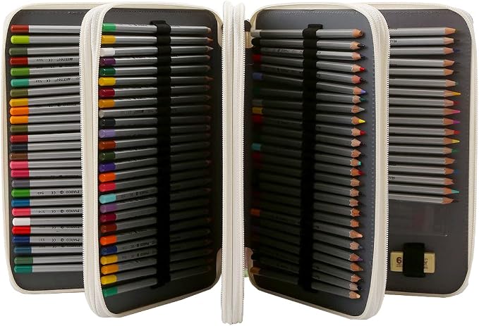 200 Slots Colored Pencil Case Organizer | 4-Layer Zipper Portable Art Supply Organizer,Oxford fabric Large Capacity Pencil Case with Handle for 200 Watercolor Pencils