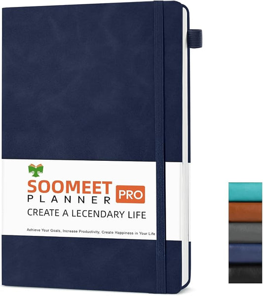 Lined Journal Notebook, 200 Pages, Leather Hardcover Notebooks, A5 College Ruled Thick Classic with Pen Loop Notebook Journals for Writing, for Women Men Office School, 5.75'' X 8.38'', Blue