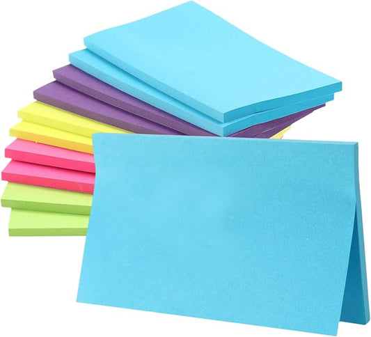 Sticky Notes 10 Pads Large 5 Colors Long Self-Stick Stickies Note Pads 3x5 50 Sheets Teacher Back to School Supplies and Oﬃce Products