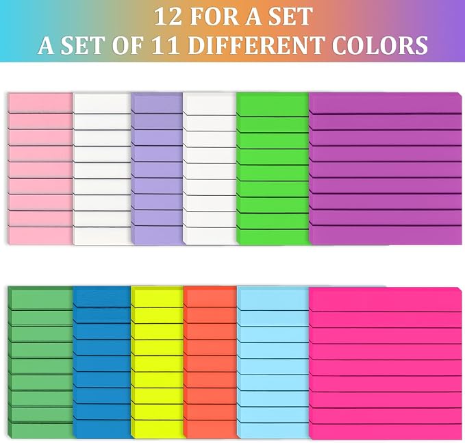 600 Sheets Transparent Sticky Notes with Lines, 3x3 Inch Colorful Annotation Sticky Notes, Waterproof See Through Sticky Notes or School Supplies & Office, Small