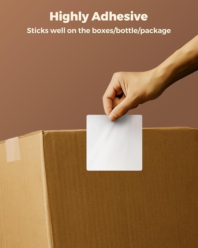 MUNBYN 3x3 Thermal Labels, 500 Sheets/Roll, White | Strong Adhesive & Perforated, Non BPA&BPS for Small Business, Barcode, Bakery, Shipping