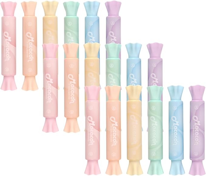Candy Highlighters, 18 Pack Cute Pastel Highlighter Pens, Candy Shaped Chisel Tip No Bleed, Quick Dry Aesthetic Highlighters for School Supplies, Bible Study, Journaling, Planner, Notes, Teachers