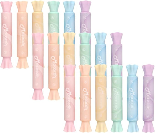 Candy Highlighters, 18 Pack Cute Pastel Highlighter Pens, Candy Shaped Chisel Tip No Bleed, Quick Dry Aesthetic Highlighters for School Supplies, Bible Study, Journaling, Planner, Notes, Teachers