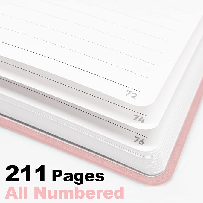 LeStallion Baby Pink Notebook, Pink Journal For Women - A5 120GSM | 211 Numbered Pages | Table Contents | Soft Cover | Faux Leather Girls Journal