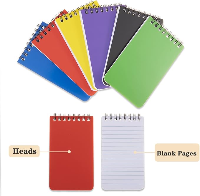 QiCheng 6pacs Pocket Notebook Mini Notepad Small Spiral Notebooks 3X5Inch | functionality PortabilityPortability convenience