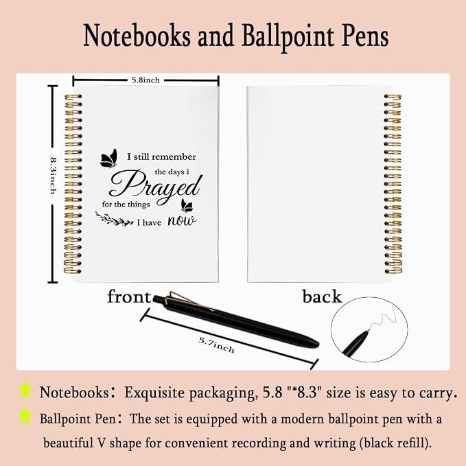 Gratitude Journal for Women - Christian Prayer Notebook and Pen Set, I Still Remember The Days I Prayed Quote, A5 Spiral Bible Study Supplies, Religious Appreciation Gifts