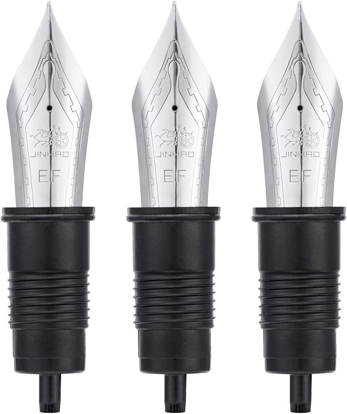 Set of 3 Jinhao X159 and 9019 Fountain Pen Replacement Extra Fine Nib Parts Silver Trim