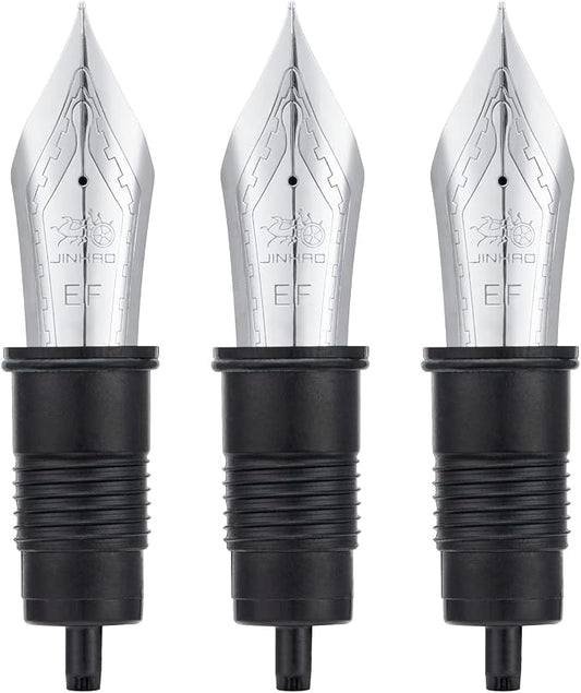 Set of 3 Jinhao X159 and 9019 Fountain Pen Replacement Extra Fine Nib Parts Silver Trim