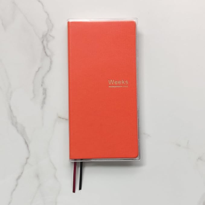 Undated Weekly Planner Notebook Pocket Organizer Appointment Book Journal Notebook A6 Week Plan Notepad (Orange with cover)