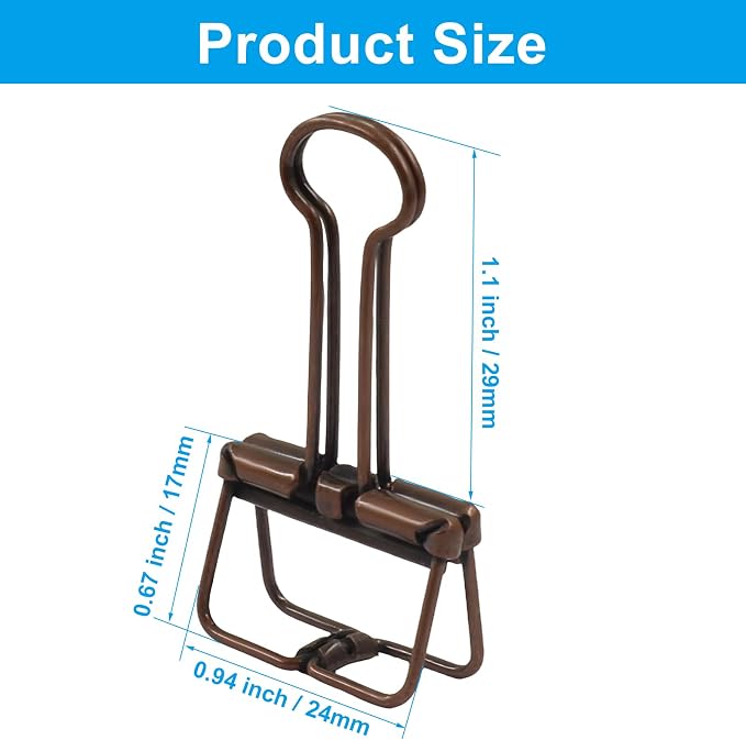 20 Pack 1 inch Hollow Out Binder Clips, Bronze | Metal Paper Clips, Unique Hollow Design, Clip Papers, Seal Snack Bags, Mark Book Pages