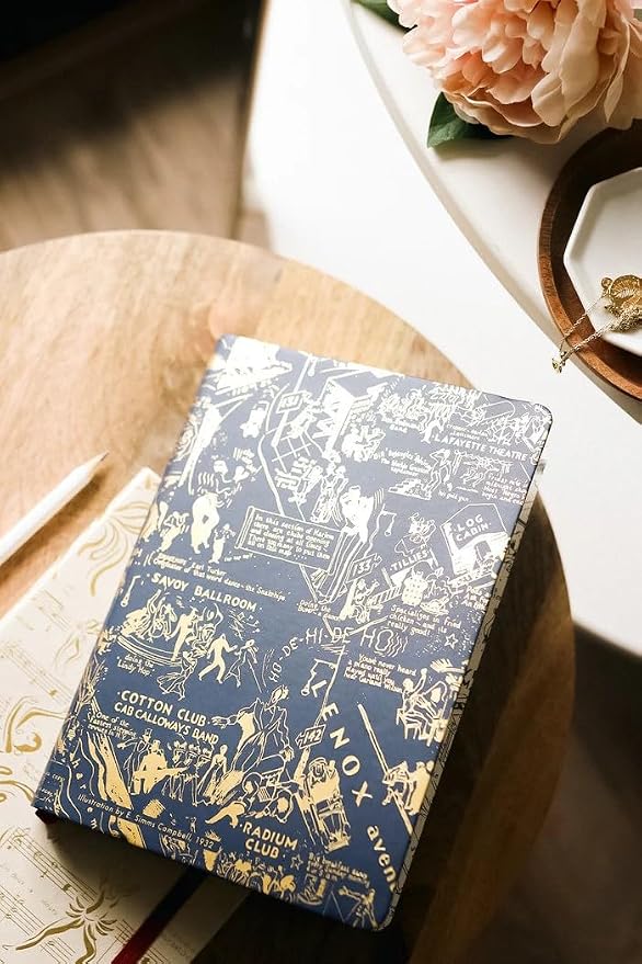 HARLEM CANDLE CO. – Night Club Map of Harlem Luxury Journal, Navy & Gold – 300 Lined Pages | Vegan Leather Cover, Gilded Edges, Ribbon Bookmark | Inspired by 1930s Harlem and E. Simms Campbell