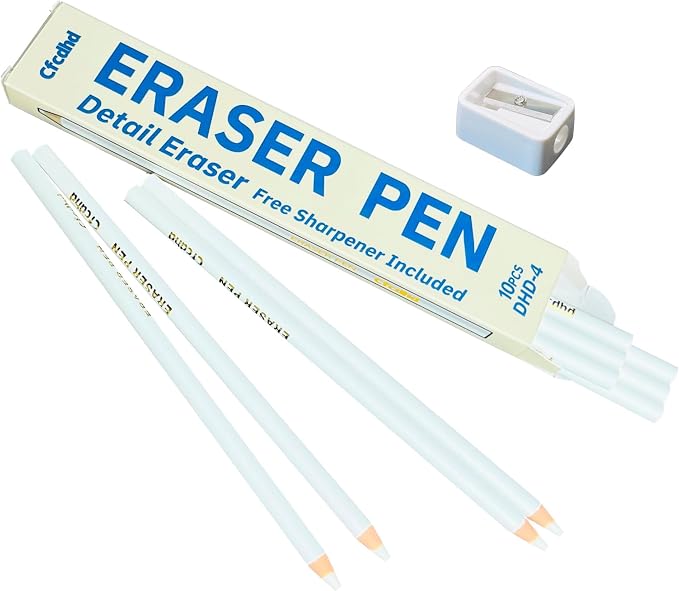 Pencil Shaped Erasers, Precision Pencil Erasers 10 Pack | Erasers for Sketching, Drawing, Artists & School Homework