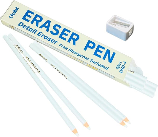 Pencil Shaped Erasers, Precision Pencil Erasers 10 Pack | Erasers for Sketching, Drawing, Artists & School Homework