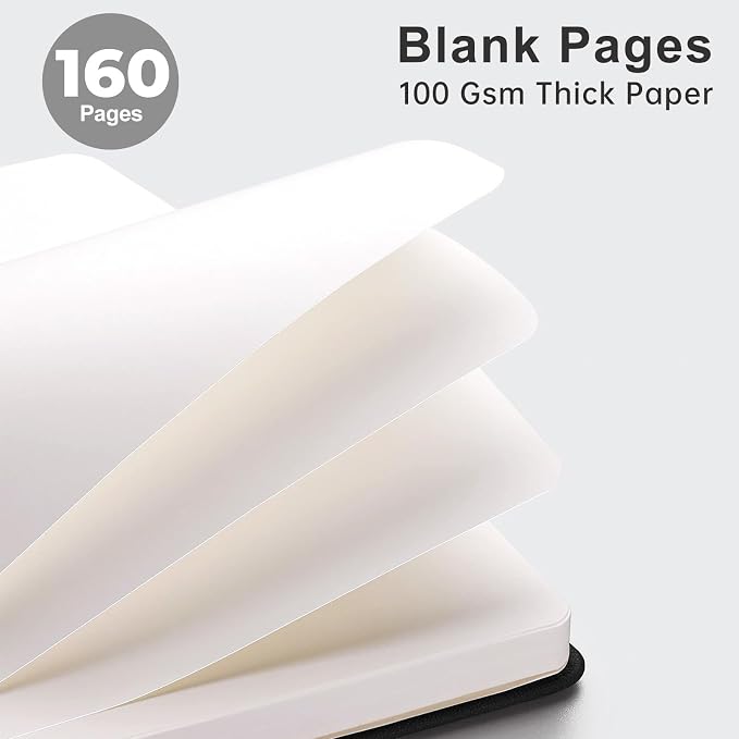 AHGXG Blank Journal Notebook, 192 Pages, A5 Medium Size (5.7'' x 8.3'') | Leather Hardcover, 100 GSM Thick Paper, for Sketching, Drawing, Painting (Colourful Tree)